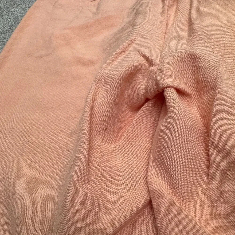 Zara Woman Linen Blend Wide Leg Chino Pants Women XS Peach Summer Lightweight
